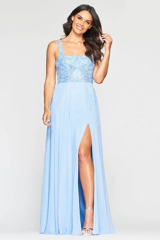 Faviana - Square Neck Chiffon A-Line Prom Dress S10432 Soft fabric unclassified dresses