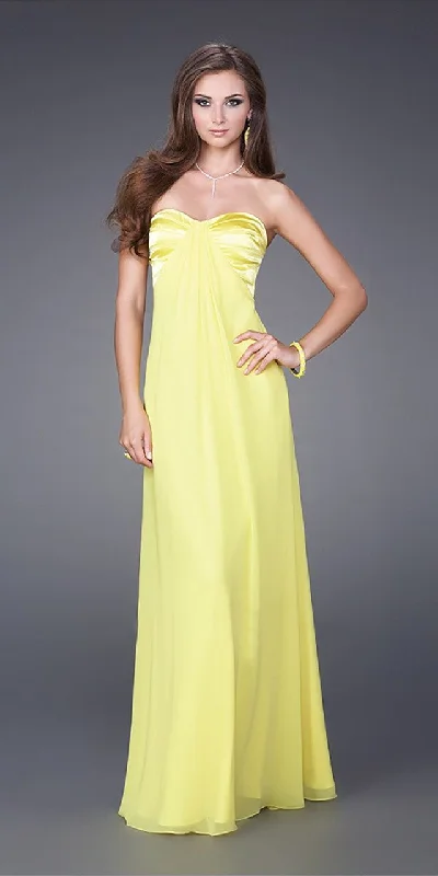 La Femme - Sweetheart Chiffon Dress in Yellow 14589SC Everyday wear unclassified dresses