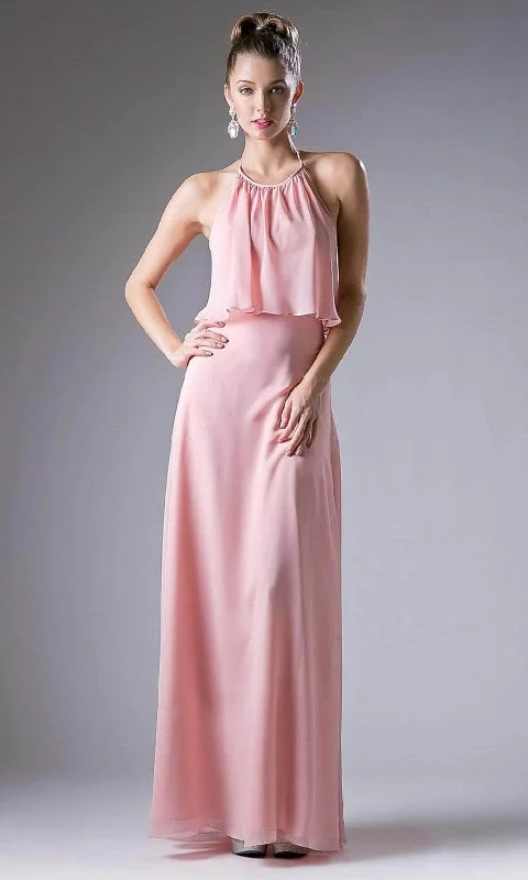 Ladivine CF130 - Flounce Halter Chiffon A Line Dress Pastel unclassified dresses