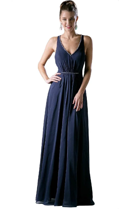 Ladivine CH526 - Adorned Ruched V-neck A-line Dress Elegant unclassified dresses