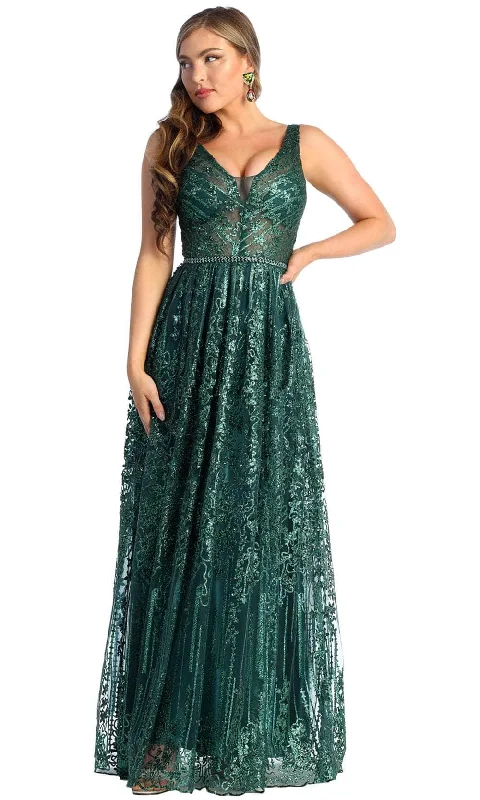 May Queen RQ7948 - Embroidered Illusion Bodice Dress