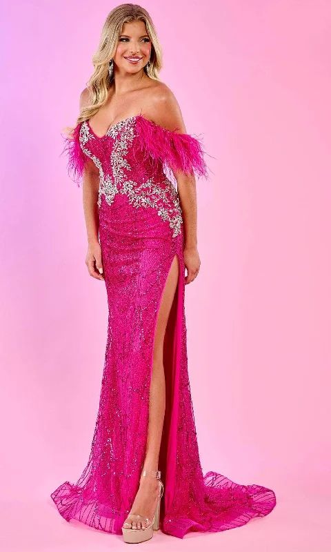 Rachel Allan 70513 - Feather Sleeve Ornate Prom Dress Club unclassified dresses