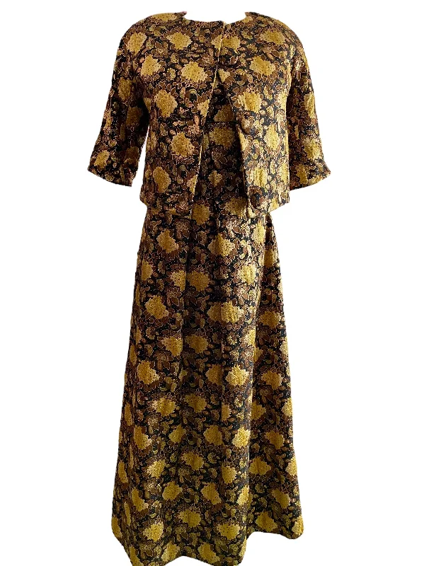 Brocade Floral Gown with Matching Jacket Party floral dresses