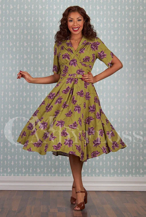 Gaby-Floria Elegance summer dress in floral viscose fabric by Miss Candyfloss Midi floral dresses