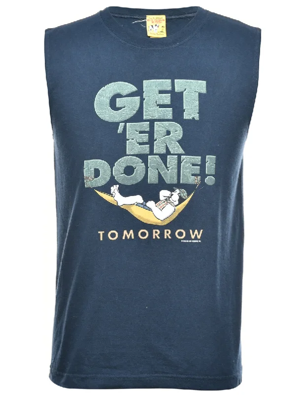 Get 'Er Done Navy Printed Vest - M Women's trendy floral dresses sale