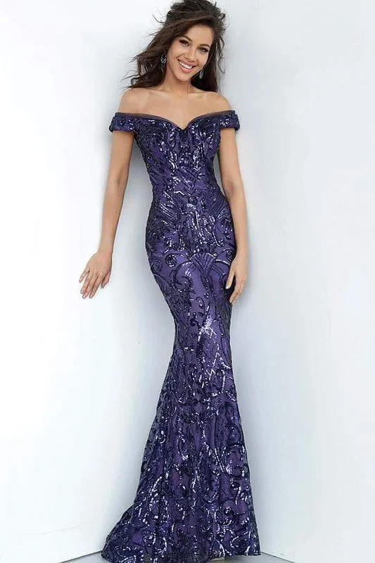 Jovani - JVN4296 Sequin Styled Off-Shoulder Gown