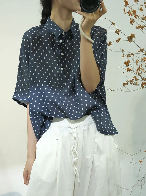 Women Casual Dot Summer Cotton Shirt AA1046 Summer Shirt Dress