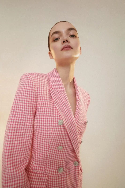 2023RA European and American women's spring houndstooth slim casual straight lapel suit jacket Women's warm jackets