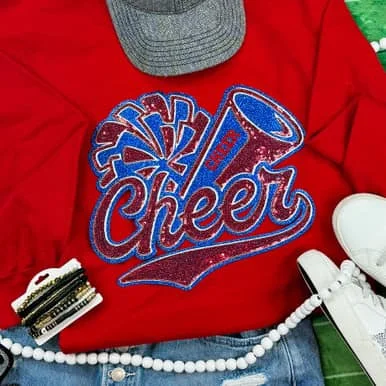 CHEER POM Patch Sweatshirt Button Detail Shirt