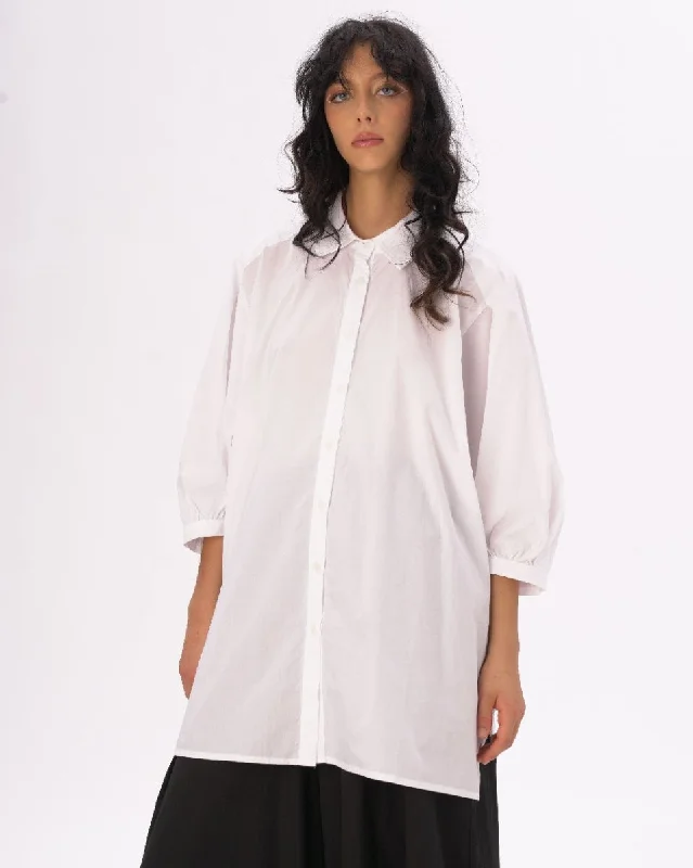 Drop Sleeve Organic Cotton Shirtdress Lace Shirt Dress