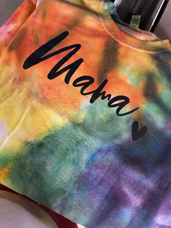 Mama Tie Dye Sweatshirts Layered Shirt Dress