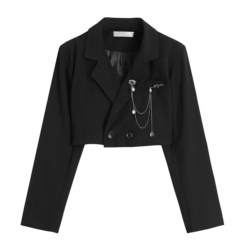 Office Ladies Casual White Blazer Women Spring Black Oversized Blazer Jacket Female Elegant Business Short Black Coat Women's Zara jackets