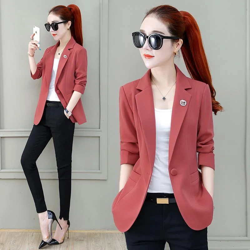 Short Women's Blazer Jacket 2023 Spring Autumn Thin Slim Long Sleeve Outwear Single Button Women Casual Suit Blazer Tops Women's cool weather jackets