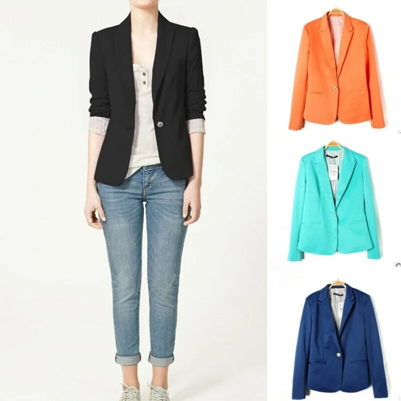 Solid Color Women Office Blazer Suit Casual Long Sleeve Cardigan Coat Jacket Tops S-XL Women's autumn coats and jackets