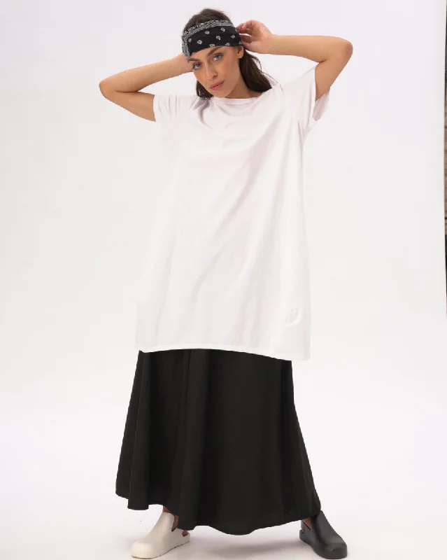 Split Hem Crewneck T-Shirt Dress Satin Shirt Dress