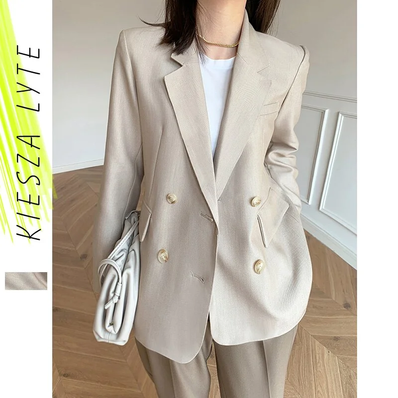 Women's Beige Long Sleeve Jacket Blazer 2023 Autumn Casual  Korean Style Loose Blazers Femal Clothing Women's summer jackets