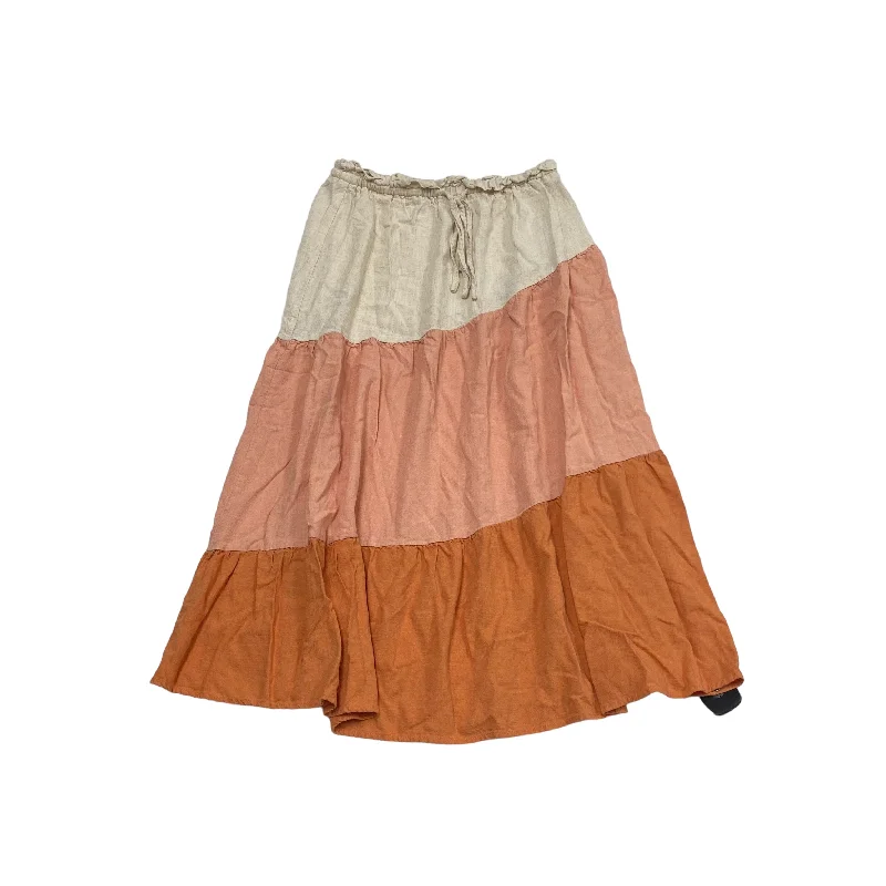 Orange & Pink Skirt Midi Loveriche, Size S Elegant Midi Skirt