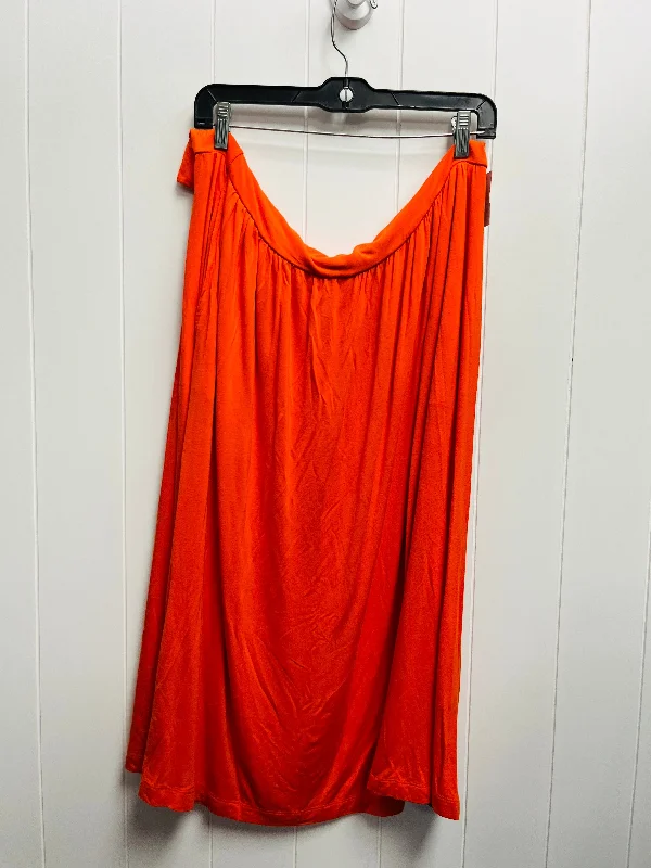 Orange Skirt Midi Amazon Essentials, Size Xl Flared Midi Skirt